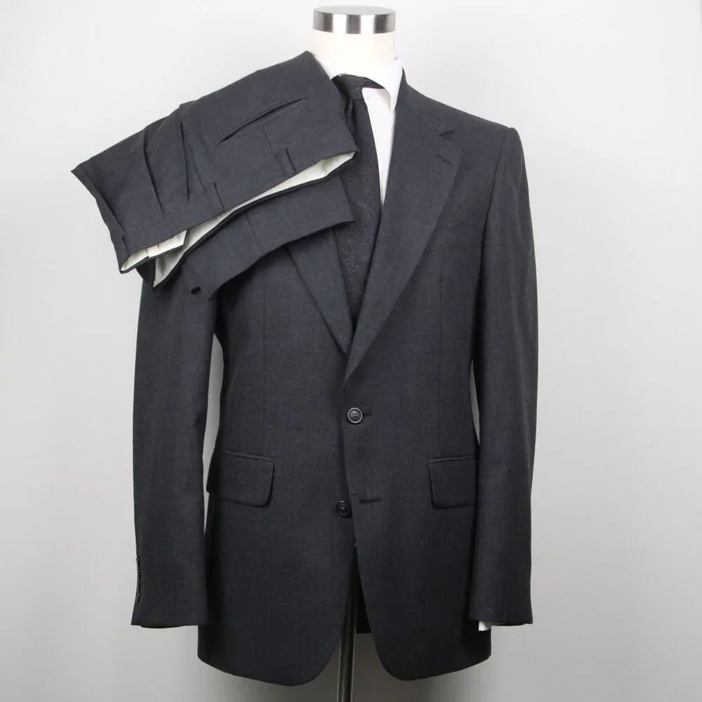 Stafford Mens 2-pc Suit Blazer‎ Jacket 40L Pants Size 30Wx31L Grey Solid E081155